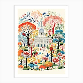 Central Park Conservatory Garden Usa Modern Illustration 1 Art Print