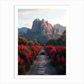 Red Flowers In The Desert Art Print