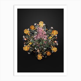 Vintage Chinese Lilac Flower Wreath on Wrought Iron Black n.1444 Art Print