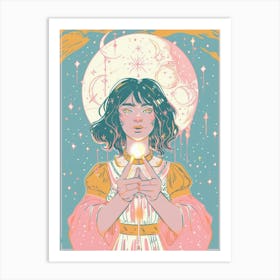 Girl Holding A Candle Art Print