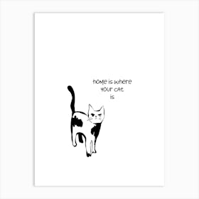 Beautiful Home Is Where the Cat Is Poster, Crazy Cat Lady Wall Art, Cat Lover Gift, Meow Kitty Decor Art Print