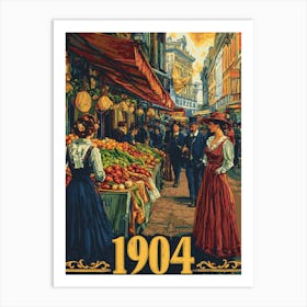 Aihrgdesign A Nostalgic Poster Of A Lively City Street Market 0f401653 E727 47f6 8e71 52dd54e7d62a 0 Art Print