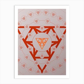 Geometric Abstract Glyph Circle Array in Tomato Red n.0179 Art Print