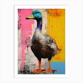 Duck Pop Art Risograph Inspired 2 Art Print