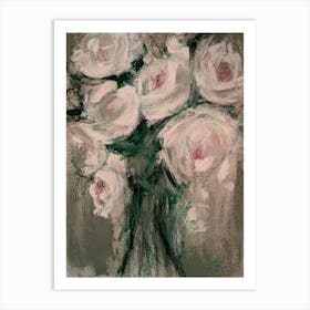 White Flowers in vase Art Print