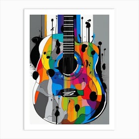 Colourful Abstract Acoustic Guitar Art Print