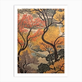Black Willow 5 Vintage Autumn Tree Print  Art Print