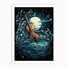 Violin In The Sea Art Print