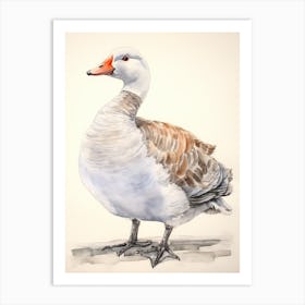 Storybook Animal Watercolour Goose 3 Art Print