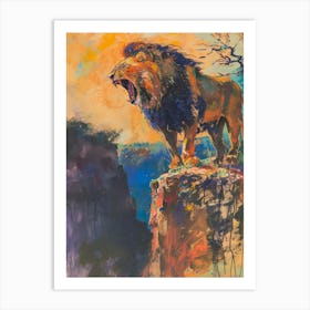 Transvaal Lion Roaring On A Cliff Fauvist Painting 2 Art Print