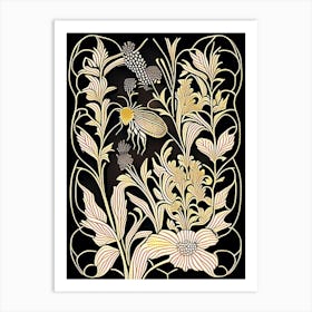 Beeswax Black William Morris Style Art Print