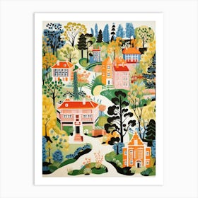 Fredriksdal Museum And Gardens Sweden Modern Illustration 2 Art Print