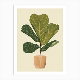 Fiddle Leaf Fig Plant Minimalist Illustration 5 Art Print