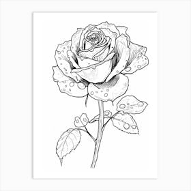 Rose Dew Line Drawing 4 Art Print