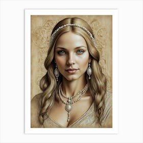 Portrait Of A Woman With Pearls Art Print