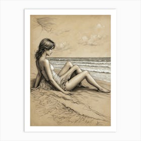 Girl On The Beach 1 Art Print