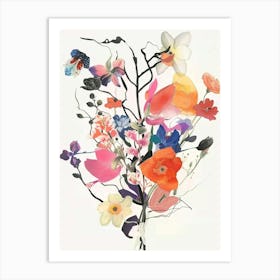 Coral Bells 2 Collage Flower Bouquet Art Print