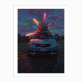 Car With Lights On Top Art Print