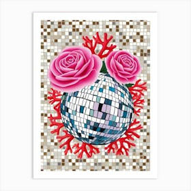 Disco Ball With Roses And Corals Art Print