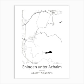 Eningen Unter Achalm,Germany Minimalist Map Art Print