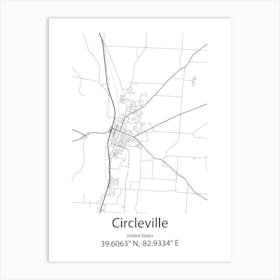 Circleville,United States Minimalist Map Art Print