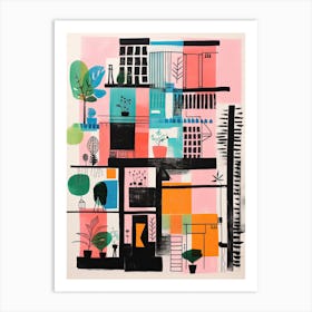 A House In Mumbai, Abstract Risograph Style 3 Art Print