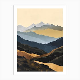 Luminous Labyrinth: Minimalist Peaks Art Print