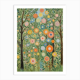 Fun Flowers In The Forest Art Print