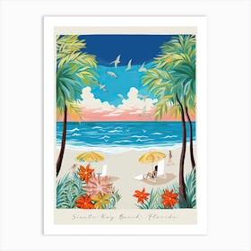 Poster Of Siesta Key Beach, Florida, Matisse And Rousseau Style 2 Art Print