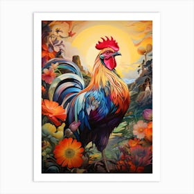 Sunrise Rooster 8 Art Print