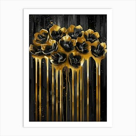 Black And Gold Flowers 8 Art Print