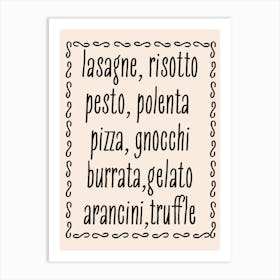 Italian Food Kitchen Art Print