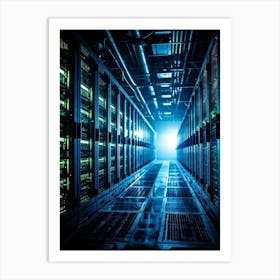 Abandoned Data Center Featuring Racks Filled With Mainframes And Servers Intricate Electronic Hardw (6) Art Print