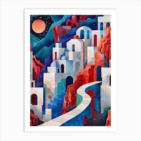 Greece City Style Abstract Art Print