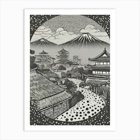 A Panoramic View Of Ancient Kyoto Ukiyo-E Style Art Print