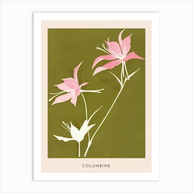 Pink & Green Columbine 1 Flower Poster Art Print