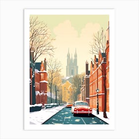 Vintage Winter Travel Illustration Cambridge United Kingdom 3 Art Print