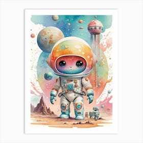 Kitty Astronaut vintage retro sci-fi art Art Print