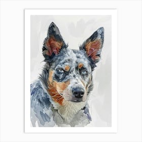 Australian Shepherd Dog Watercolor Painting 3 Art Print