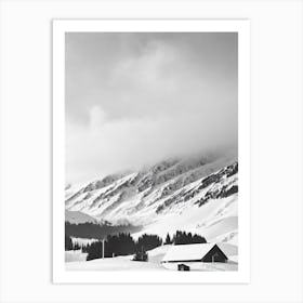 Treble Cone, New Zealand Black And White Skiing Poster Art Print