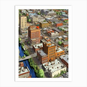 Tacoma Museum District Pointillism 23 Art Print