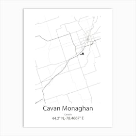 Cavan Monaghan,Canada Minimalist Map Art Print