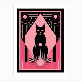 The Star Tarot Card, Black Cat In Pink 0 Art Print