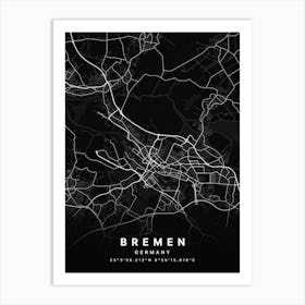 Bremen Germany Black Map Art Print