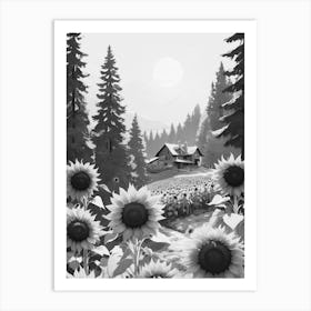 Sunflowers In The Forest 1 Art Print