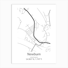 Newburn,United Kingdom Minimalist Map Art Print