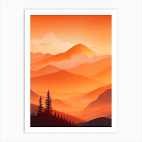 Misty Mountains Vertical Composition In Orange Tone 246 Art Print