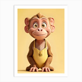 Funny Monkey Cartoon 3 Art Print