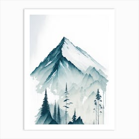 Mountain And Forest In Minimalist Watercolor Vertical Composition 33 Art Print