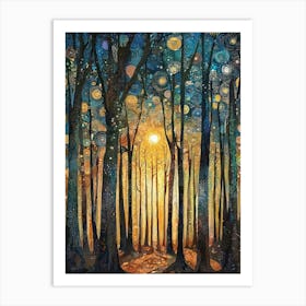 Gustav Klimt Print Sun Forest Trees Painting Klimt Exhibition Poster Painting Floral Decor Full Art Print